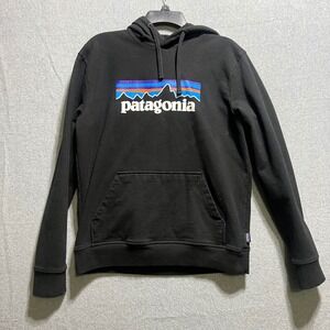 Patagonia P-6 Logo Uprisal Hoodie Black Mens Medium Regular Fit Sweatshirt